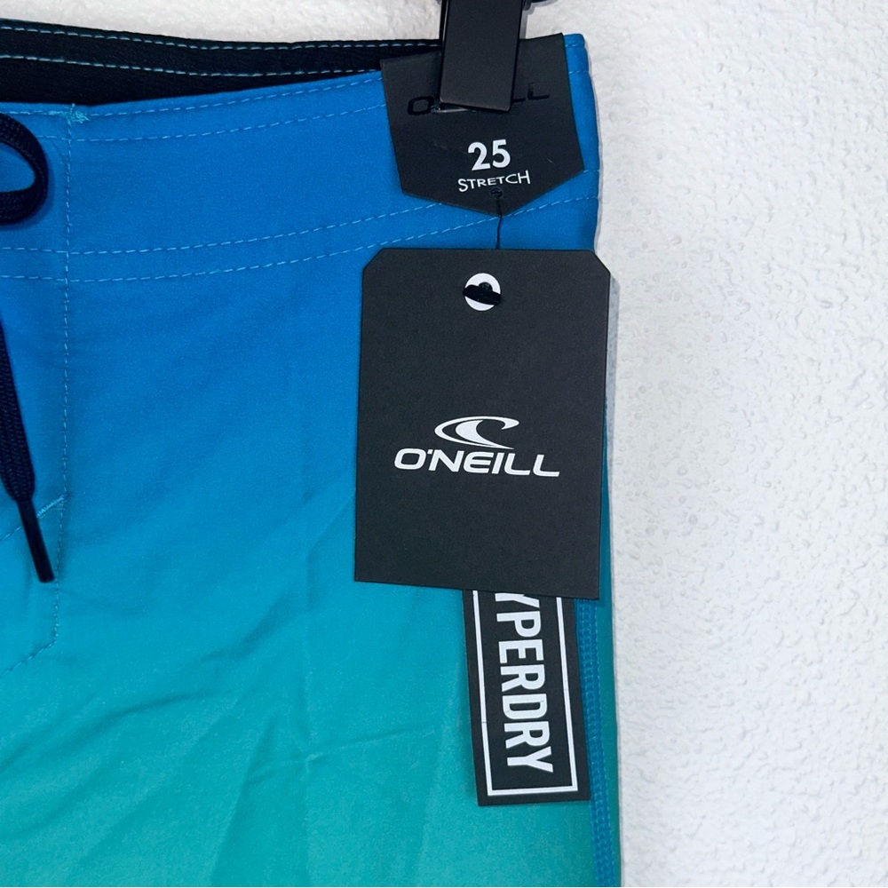 NEW O’Neill Boys Hyperfreak S-Seam Fade Blue Green Ombre Board Shorts 10 (W25”) - Picture 5 of 10